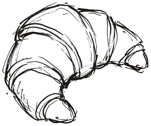 A drawing of a croissant