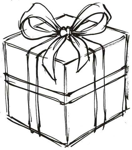 A drawing of a gift box
