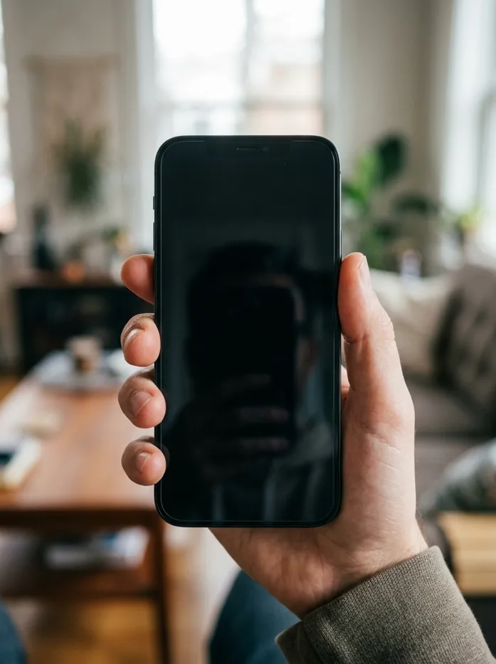 Generated example: a phone held up