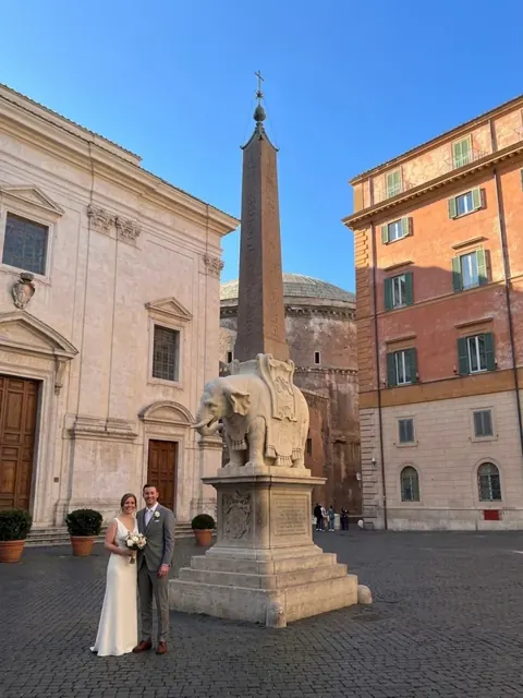 A take at the Elephant and Obelisk: a wedding couple